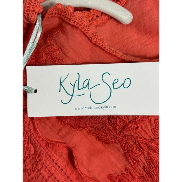 Kyla Seo Embroidered Fit and Flare Enola Tank in Spicy Orange - Sz S - NWT - Picture 5 of 9
